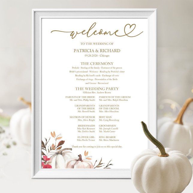 Poster Panneau de programme de mariage d'automne de citro (Créateur téléchargé)