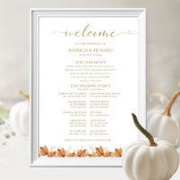 Panneau de Programme de Mariage Élégant Automne Bl