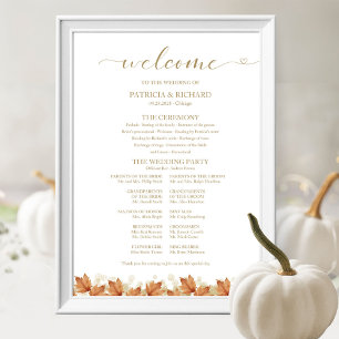 Poster Panneau de Programme de Mariage pour les Feuilles