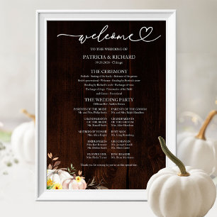 Poster Panneau de programme de mariage tournesol citrouil