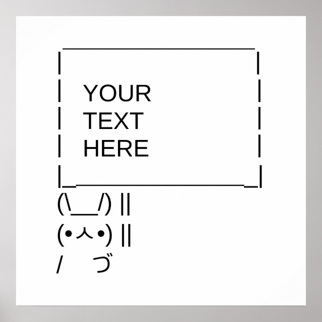 Poster Panneau de protestation Bunny / Art texte ASCII pe (Devant)