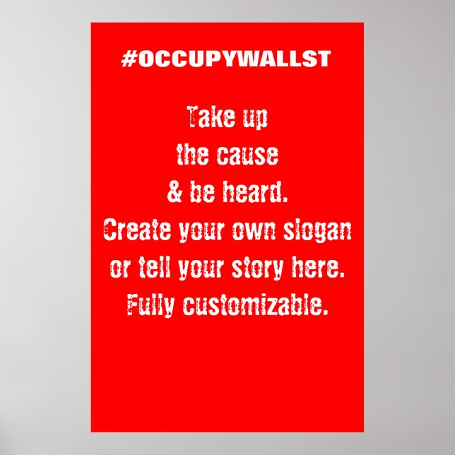 Poster Panneau de protestation Custom Occupy Wall Street (Devant)