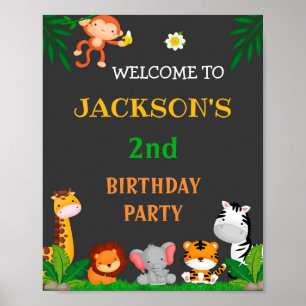 Poster Panneau de réception Jungle Animaux sauvages