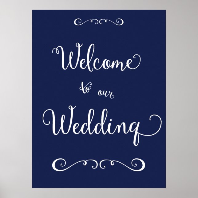 Poster Panneau de réception Marine Blue Wedding Imprimer  (Devant)