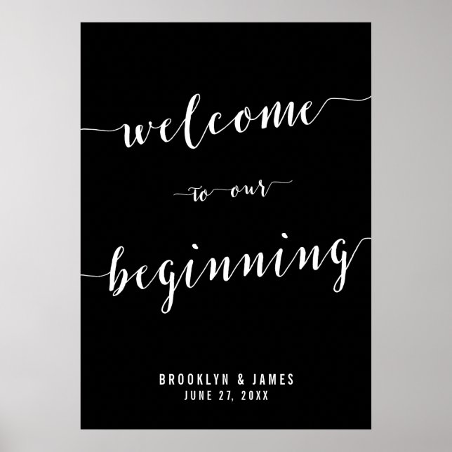 Poster Panneau de réception Noir Mariage Imprimer 20x28 (Devant)