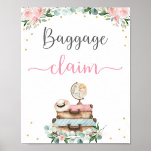 Poster Panneau de réclamation de bagages de mariage flora
