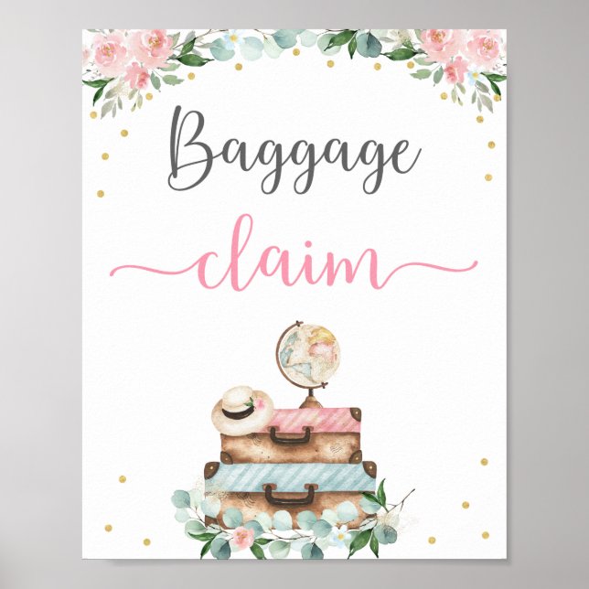 Poster Panneau de réclamation de bagages de mariage flora (Devant)