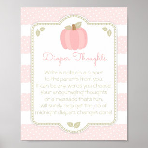 Poster Panneau de réflexion Citrouille rose Baby shower