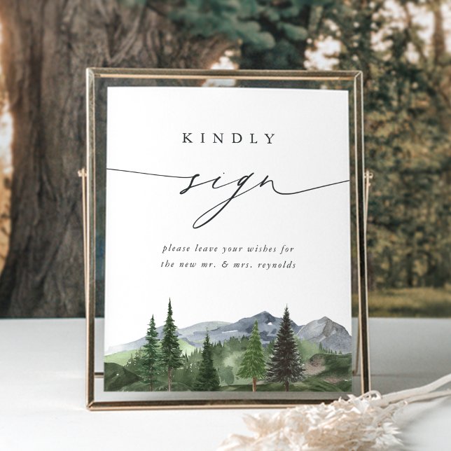 Poster Panneau de registre des invités de mariage à la fo (Créateur téléchargé)
