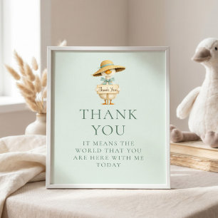 Poster Panneau de remerciement de baby shower Silly Goose
