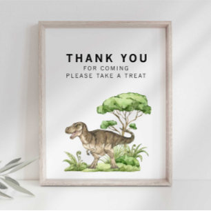 Poster Panneau de remerciement de dinosaure jurassique à
