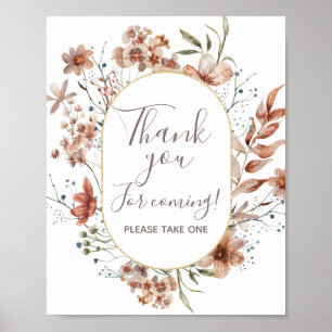 Poster Panneau de remerciement Fleurs sauvages d'automne 