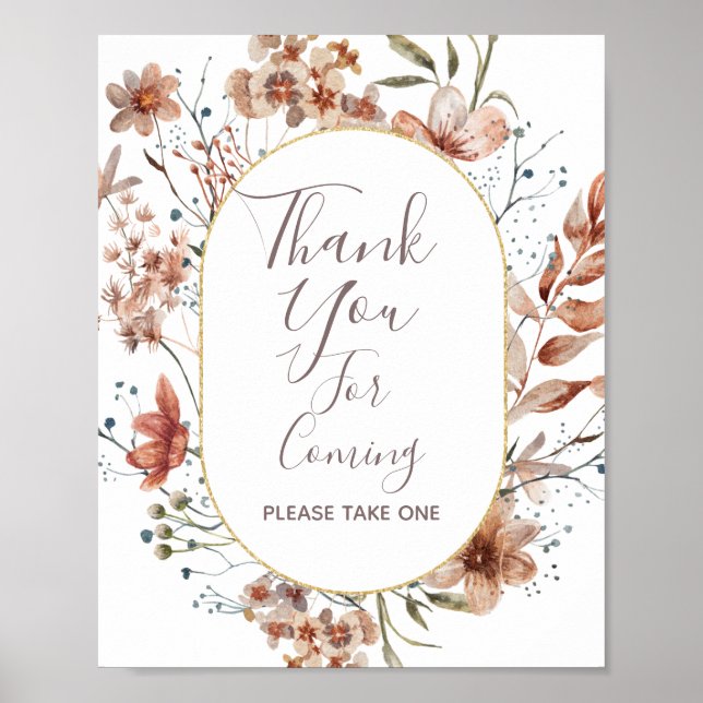 Poster Panneau de remerciement Fleurs sauvages d'automne  (Devant)