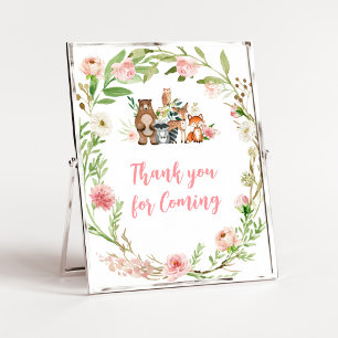 Poster Panneau de remerciement pour la venue Fleurs roses