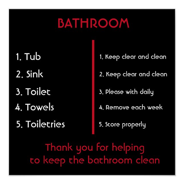 Poster Panneau de remerciement pour salle de bain propre (Devant)