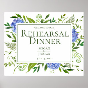 Poster Panneau de répétition Blue Hydrangeas