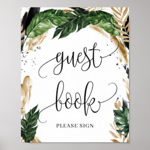 Poster Panneau de réservation d'invité des fleurs tropica