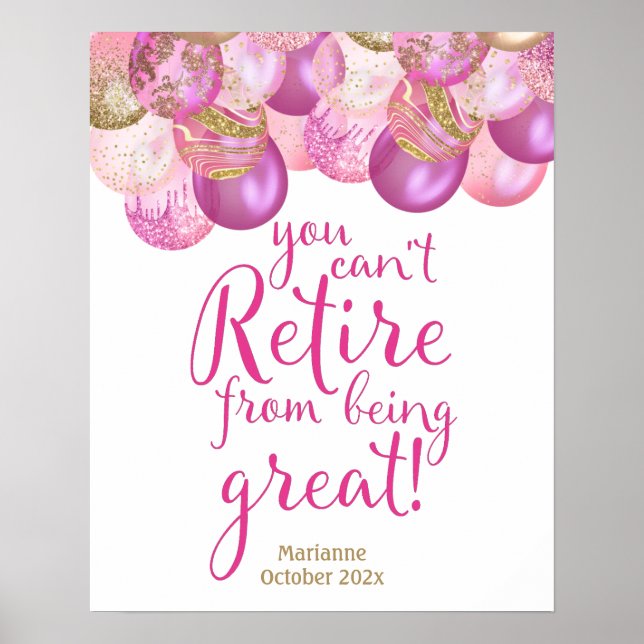 Poster Panneau de retraite rose glamour (Devant)