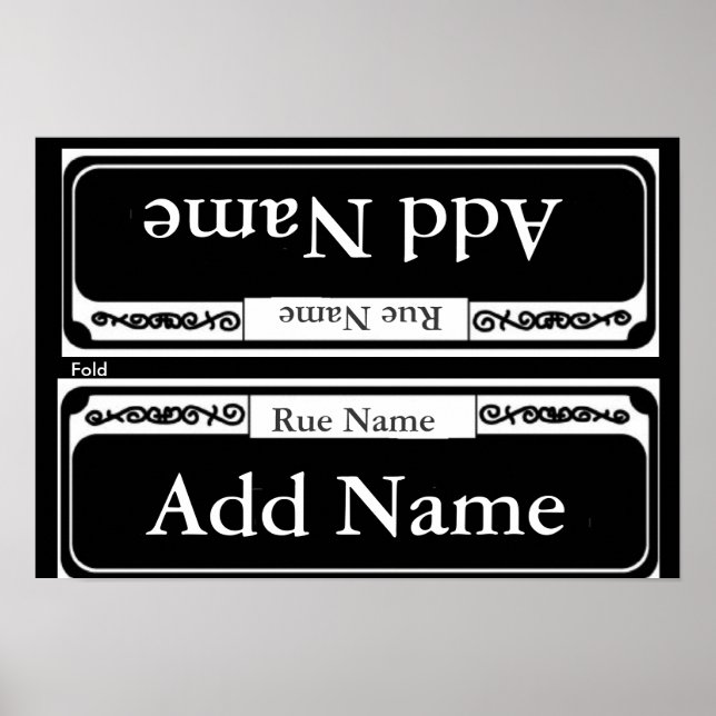 Poster Panneau de rue vierge, Modèle plié Quartier frança