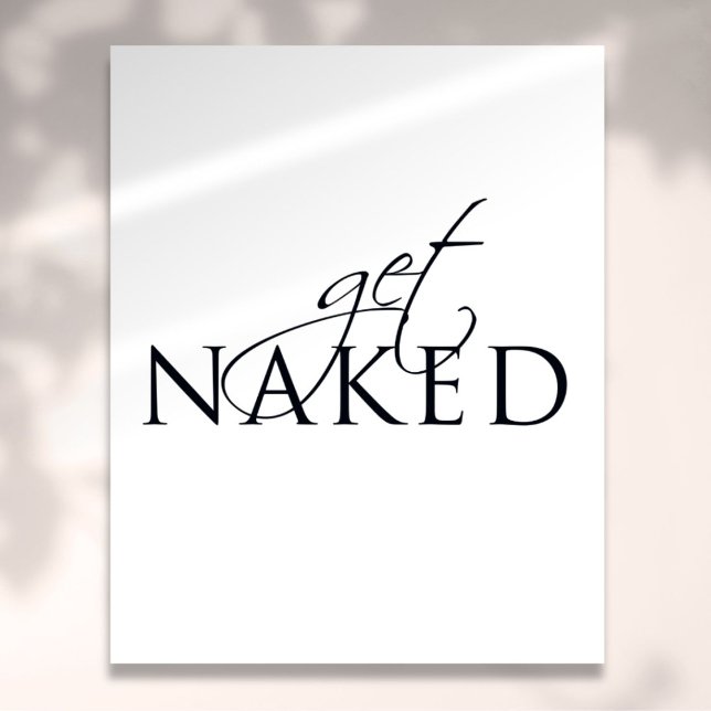 Poster Panneau de salle de bain Typographique noir et bla (Typographic Black and White Fun Bathroom Sign)