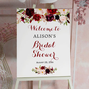 Poster Panneau de Salle de Fête de Mariage Floral Rouge B