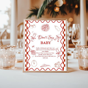 Poster panneau de salle Pink Pizza pour Baby Shower