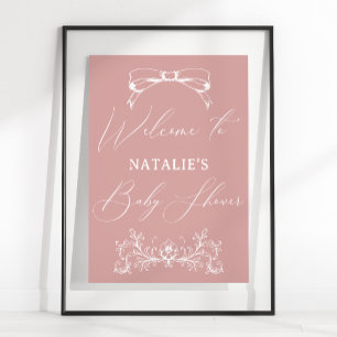 Poster Panneau de salle Vintage Floral Rose pour Baby Sho