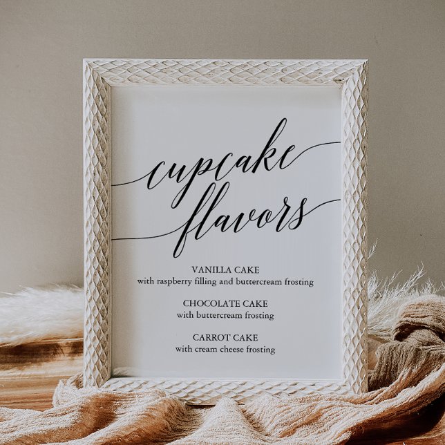 Poster Panneau de saveurs de cupcake en calligraphie noir (Créateur téléchargé)