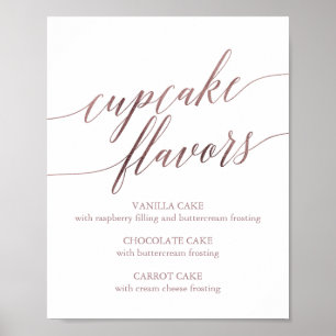 Poster Panneau de saveurs de cupcake en calligraphie or r