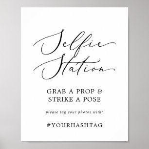 Poster Panneau de selfie délicat noir pour mariage avec h