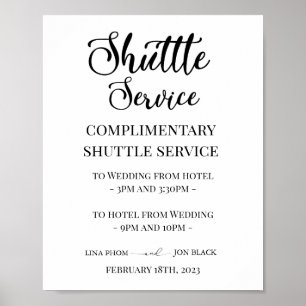 Poster Panneau de service de navette de mariage élégant m