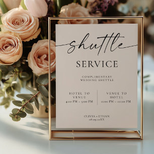 Poster Panneau de service de navette de mariage moderne