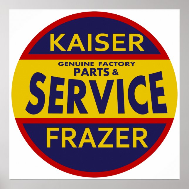 Poster Panneau de service vintage Kaiser Frazer rouge/ble (Devant)