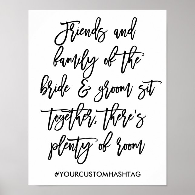 Poster Panneau de siège Mariage lettres main chic (Devant)