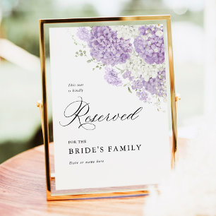 Poster Panneau de siège réservé floral lavande lilas blan