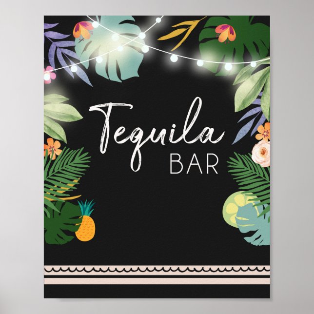 Poster Panneau de signalisation d'anniversaire tropical L (Devant)