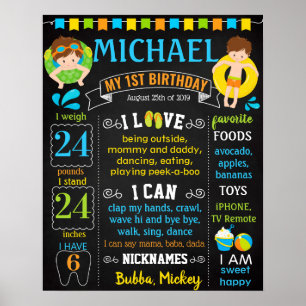 Poster Panneau de signalisation de la fête du pool premie