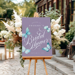 Poster Panneau de signalisation de mariage élégant papill