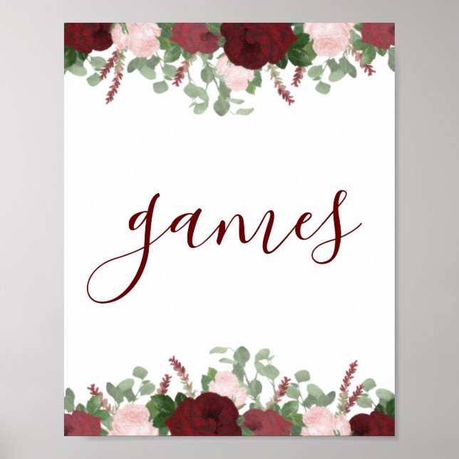Poster Panneau de signalisation de mariage floral rose Bu (Devant)