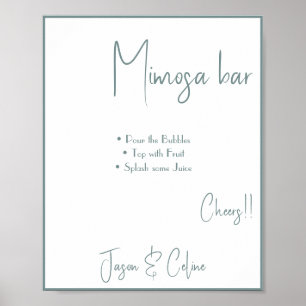 Poster Panneau de signalisation de mariage Mimosa Bar