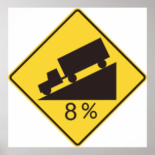 Poster Panneau de signalisation de pente raide pour camio