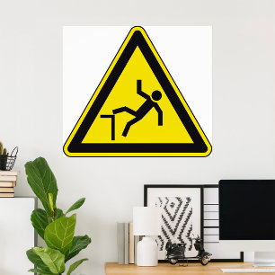 Poster Panneau de signalisation de prudence pour piétons 