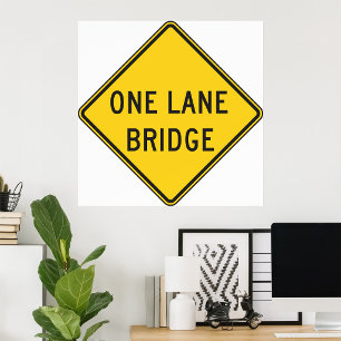 Poster Panneau de signalisation de route à voie unique ja