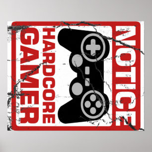 Poster Panneau de signalisation Hardcore Gamer