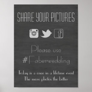 Poster Panneau de signalisation Mariage des médias sociau
