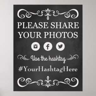 Poster Panneau de signalisation Mariage Social Media Hash