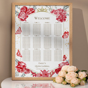 Poster Panneau de signalisation Quinceanera Red Seating C