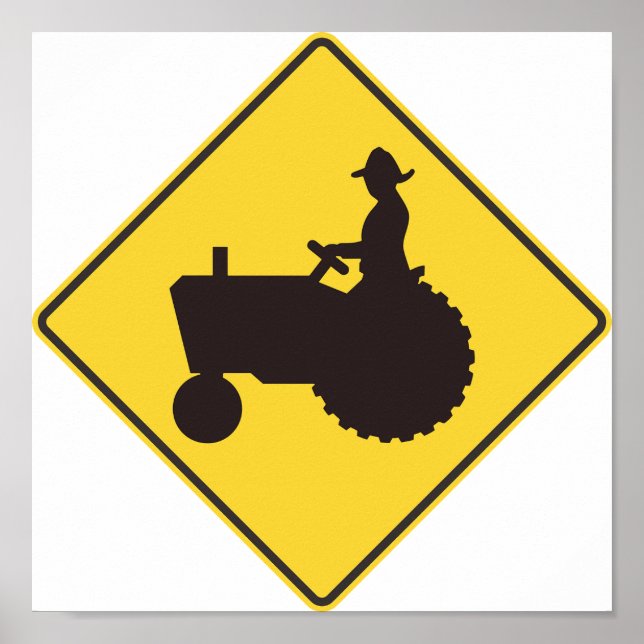 Poster Panneau de signalisation routière du tracteur (Devant)