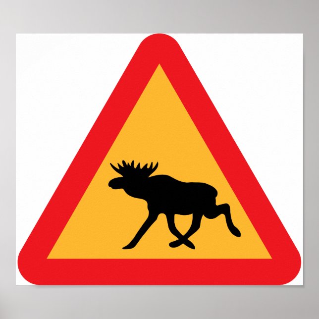 Poster Panneau de signalisation suédois de l'orignal de p (Devant)