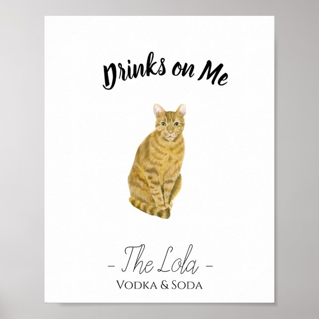 Poster Panneau de signature de chat orange (Devant)